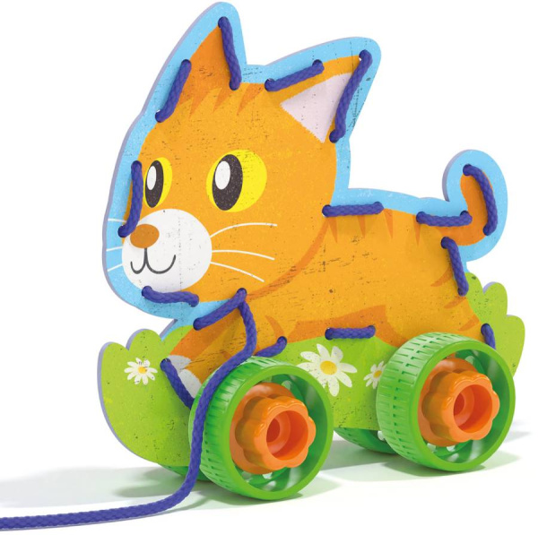 Игрушка-шнуровка Животные на колесах Монтессори Quercetti