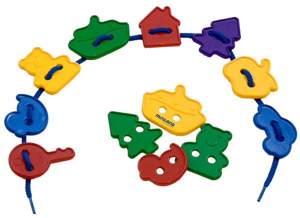 Набор обучающий со шнуровкой фигурки (80 элементов, 40 мм) в контейнере Miniland