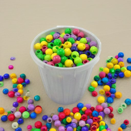 Бусины круглые в ведре, 400 штук