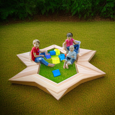 Песочница деревянная Акцент шестиугольная 200х170