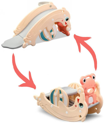 Горка-качалка 2 в 1  Дельфин оранжевый Perfetto Sport