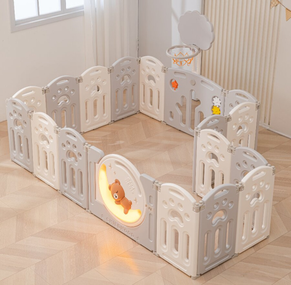 Манеж UNIX Kids DeLuxe Grey 180x200 см, с баскетбольным кольцом и ковриком