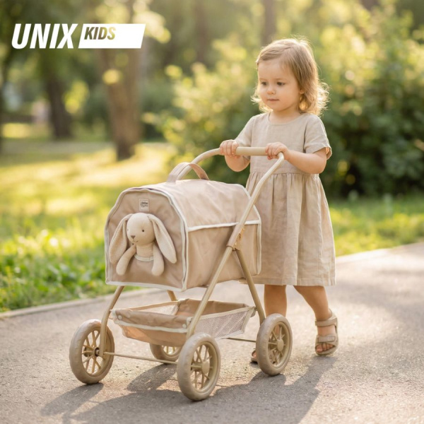 Коляска UNIX Kids Pet Doll для кукол и игрушек бежевая