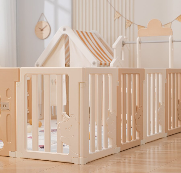 Манеж UNIX Kids DeLuxe House&Storage Camel, 150x180 см с домиком и стеллажом