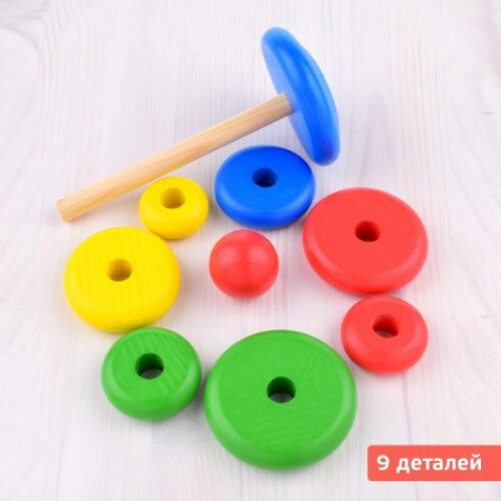 Пирамидка деревянная 9 деталей Томик