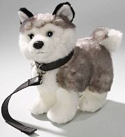 Игрушка мягкая Хаски стоящая 23 см с поводком LEOSCO