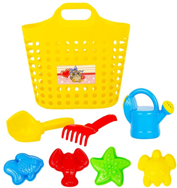 Песочный набор с корзинкой 8 предметов СТРОМ