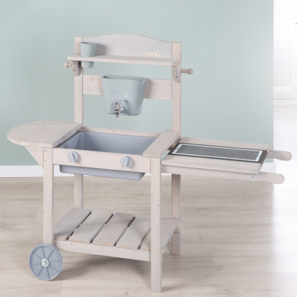 Детская игровая кухня для улицы на колесах Барбекю серая Roba