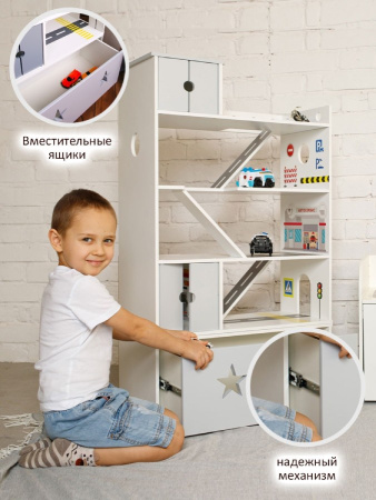 Автопарковка с вертолетной площадкой и ящиком серая PeMa kids