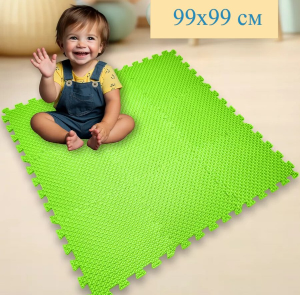 Мягкий пол универсальный Плетенка 33х33 см салатовый Eco-cover