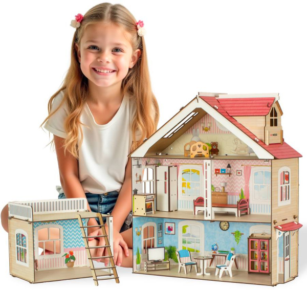 Кукольный домик деревянный Коттедж M-WOOD