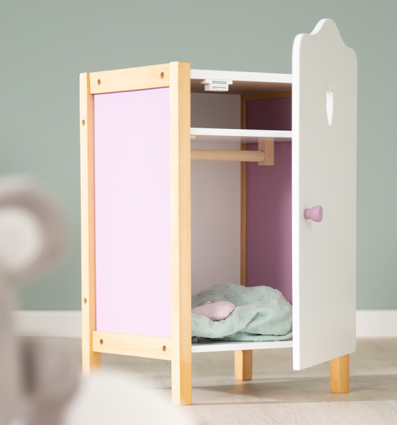 Кукольный шкаф Scarlett, белый/розовый/натуральный Roba