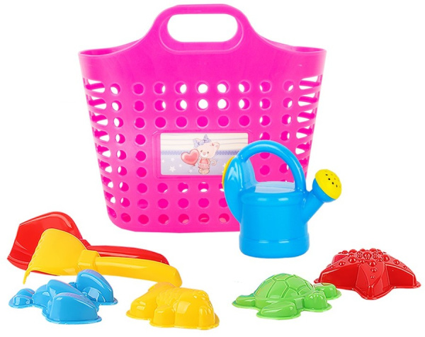Песочный набор с корзинкой 8 предметов СТРОМ