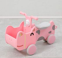 Машинка-каталка с корзиной UNIX Kids Hippo розовая
