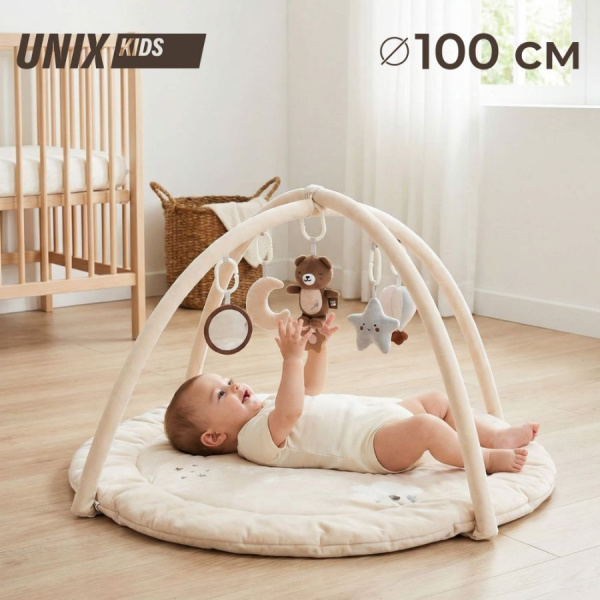 Развивающий коврик с дугами UNIX Kids Bear on the moon Мишка на луне