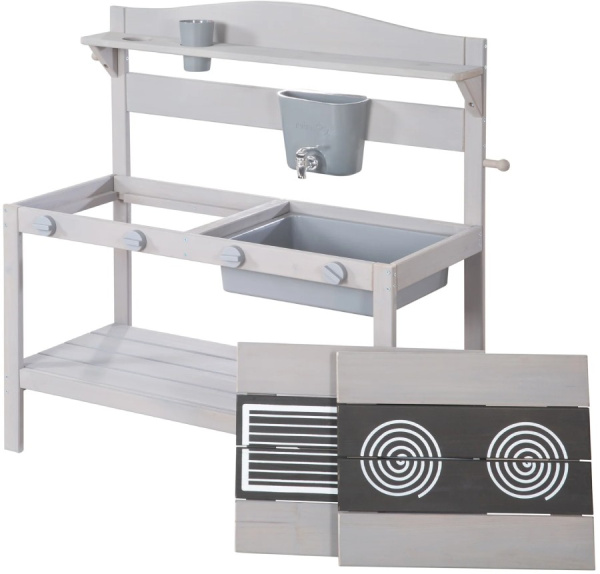 Детская игровая кухня для улицы с аксессуарами Maxi серая Roba