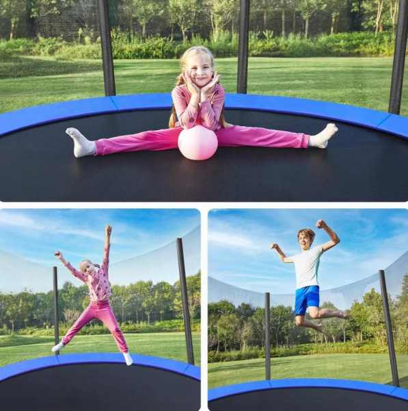 Батут с защитной сеткой PREMIUM MOVING 8 2,4 м зеленый Perfetto Sport