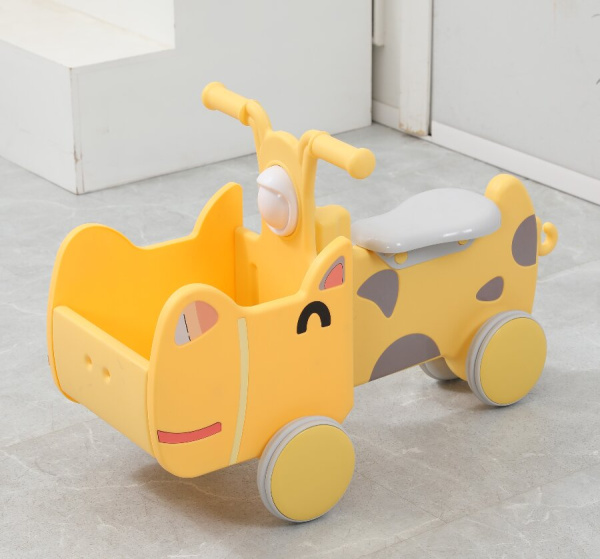 Машинка-каталка с корзиной UNIX Kids Hippo желтая