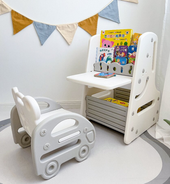 Столик-трансформер со стульчиком 3 в 1 UNIX Kids серый