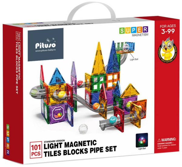 Магнитный конструктор с шариками 101 деталь PITUSO