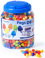 Фишки к Мозаике Pegs 15 мм 6 цветов, 1300 штук в банке Miniland