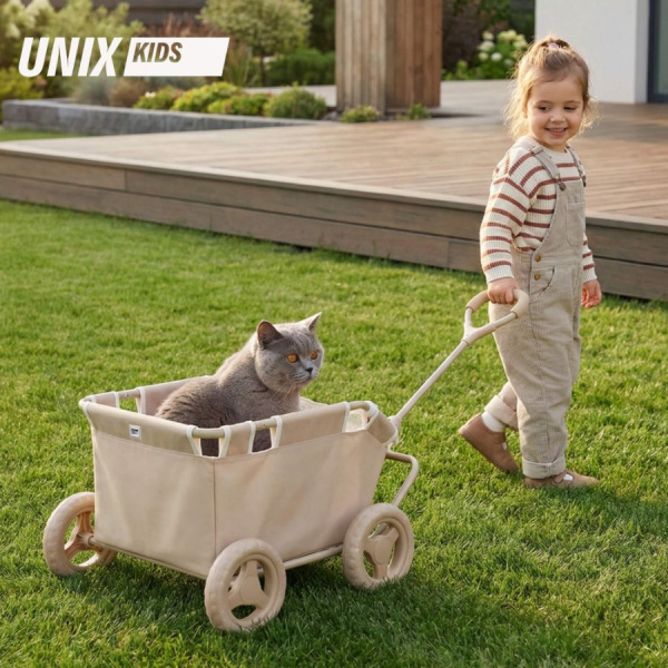 Тележка UNIX Kids Doll  для кукол и игрушек бежевая
