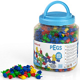 Фишки к Мозаике Pegs 15 мм 4 цвета, 1300 штук в банке Miniland