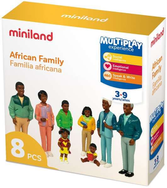Набор фигурок Семья африканцев 3 поколения, 8 фигурок Miniland