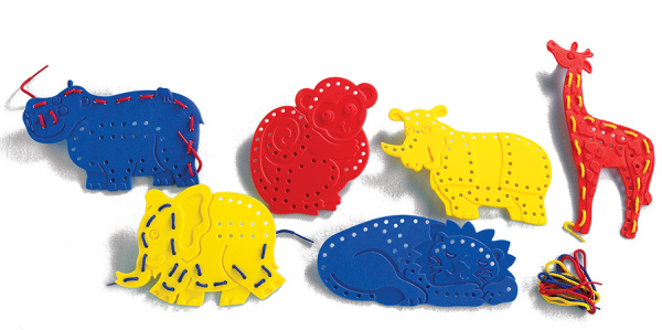 Шнуровки Дикие животные, 6 фигурок EDX Education