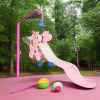 Горка Жирафик с баскетбольным кольцом розовая