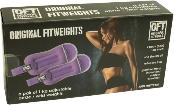 Комплект утяжелителей весом 1 кг (пара) сиреневые Original Fit.Tools