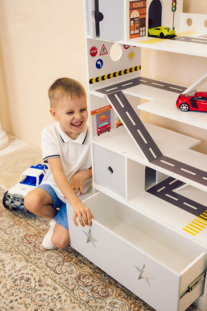 Автопарковка с вертолетной площадкой и ящиком серая PeMa kids