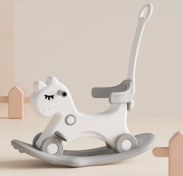 Лошадка-качалка-беговел UNIX Kids с ручкой серая
