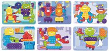 Карточки Роботы к Мозаике Pegs 15 мм яркие цвета, 6 карточек Miniland
