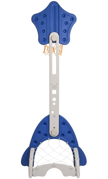 Стойка баскетбольная Звездочка с кольцебросом и футбольными воротами синяя Pituso