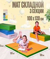 Мат № 22 100х120х5 см складной салатово-желтый Perfetto Sport