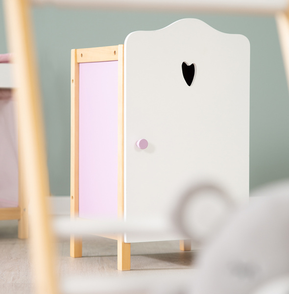 Кукольный шкаф Scarlett, белый/розовый/натуральный Roba