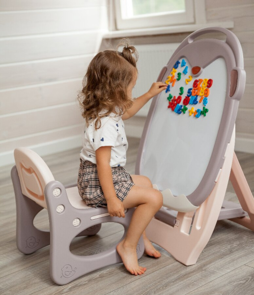 Развивающий детский мольберт UNIX Kids розовый