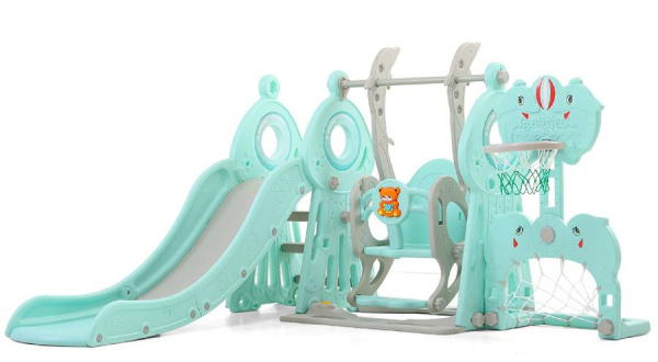 Горка с качелями и футбольными воротами Маяк ментол Perfetto Sport