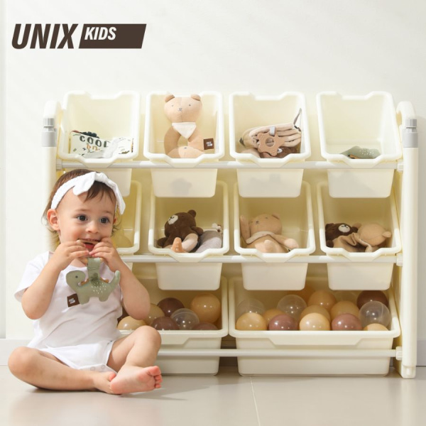 Стеллаж для игрушек UNIX Kids Ocean Океан 10 ящиков серый