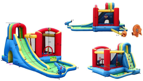 Надувной батут с водной горкой Всплеск волны Happy Hop