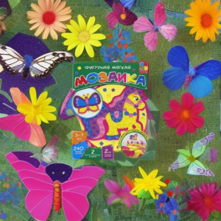 Мягкая мозаика-коллаж ЛОШАДКА. БАБОЧКА Vladi Toys