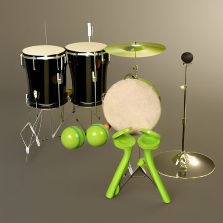 Набор перкуссии 3 предмета, зеленый Flight