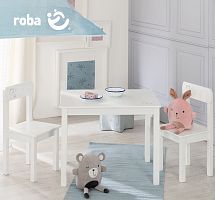 Комплект детской мебели Little Stars белый (стол и 2 стульчика) Roba