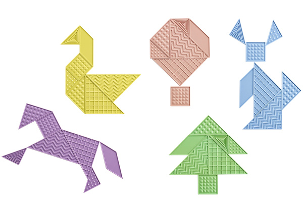 Танграм тактильный из эко-пластика, 35 деталей с карточками EDX Education