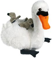 Игрушка мягкая Лебедь с птенцами 25 см LEOSCO