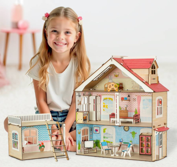 Кукольный домик деревянный Коттедж M-WOOD