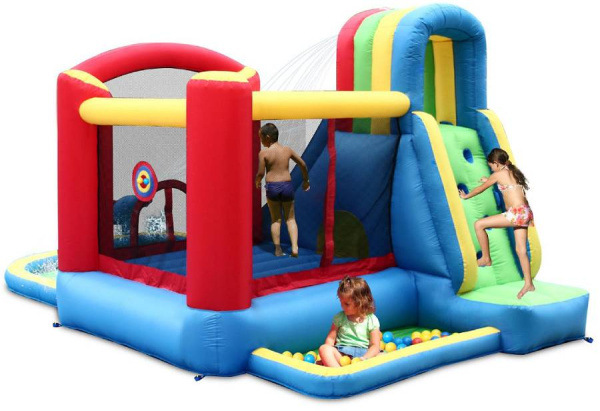 Надувной батут с водной горкой Всплеск волны Happy Hop