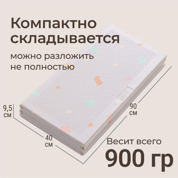 Игровой коврик складной UNIX Kids Simple Простой 180x200 см серый