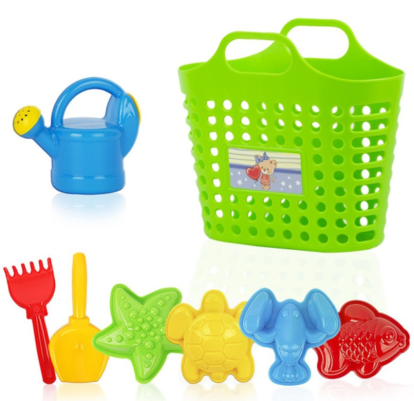 Песочный набор с корзинкой 8 предметов СТРОМ